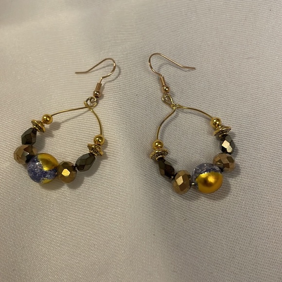 Handmade Beaded Boho Bracelet & Earrings Gift Set Includes Upcycled & New Beads - Picture 5 of 6